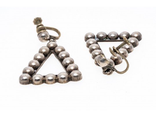 Sterling Bamboo Link Bracelet And Beadwork Pendant Earrings