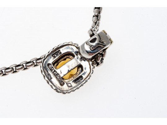 David Yurman Striking Sterling And 14k Citrine Pendant, On A Sterling 32