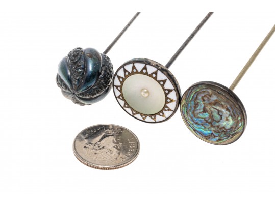 Collection Of Unique And Various Hat Pins, Sterling And 10K