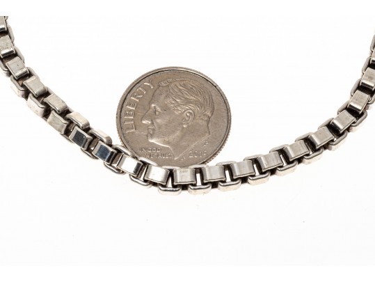 Tiffany And Co. Sterling Silver Handsome Box Link Style Bracelet