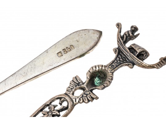 Lot Of Seven .800 Silver Souvenir Spoons Plus One Silver Plate Spoon