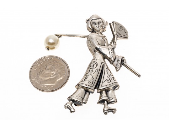 Lot Of Three Assorted Sterling Silver Figural Brooches