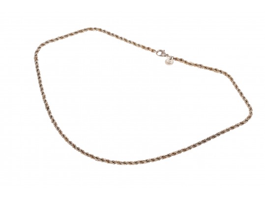 Sterling Silver And 14k Yellow Gold Classic Twisted Rope And Box Chain Necklace