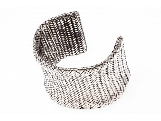 Angela Cummings Fabulous Vintage Sterling Wide Woven Cuff Bracelet, 1985