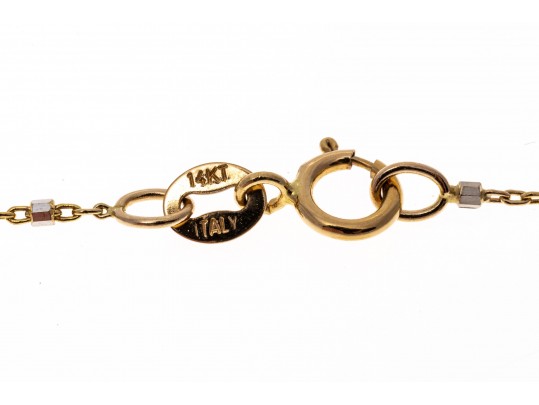 14k Yellow Gold Chain And Faceted White Gold Link Necklace