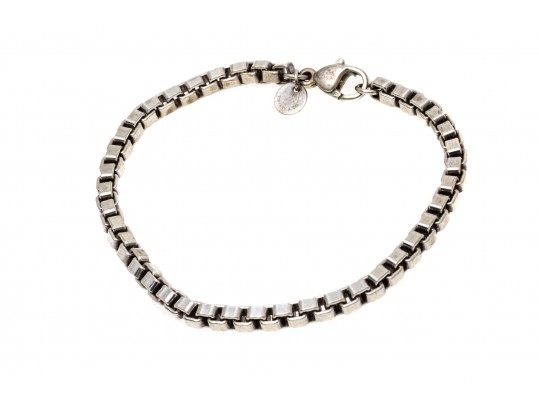Tiffany And Co. Sterling Silver Handsome Box Link Style Bracelet