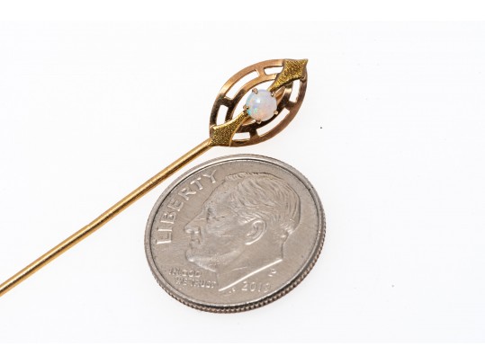 Vintage Gold Filled And Opal Stick Pin