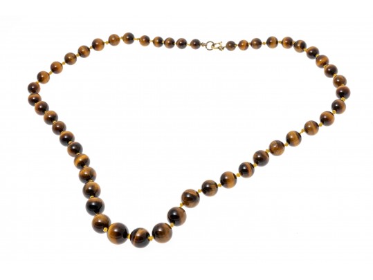 Lot Of Four Strung Beaded Necklaces, Turquoise, Tigers Eye And Coral