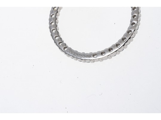 Sterling Silver Fun Contemporary CZ Circle Pendant, With Chain