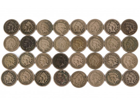 32 American Bronze Indian Head Cents 1860-1864