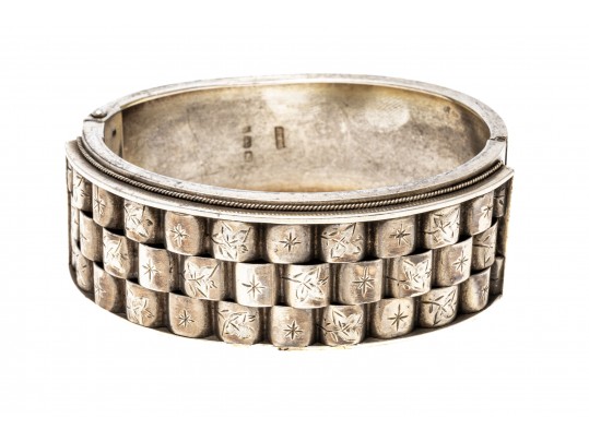 Antique Sterling English Wide Bangle Bracelet