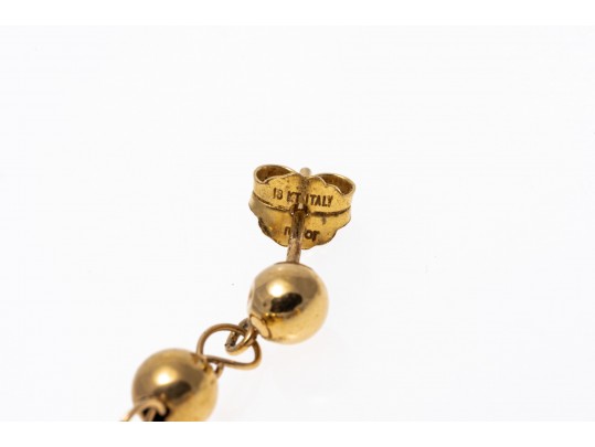 14k Yellow Gold Striking Graduated Gold Bead Drop Pendant Earrings