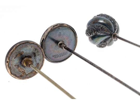 Collection Of Unique And Various Hat Pins, Sterling And 10K