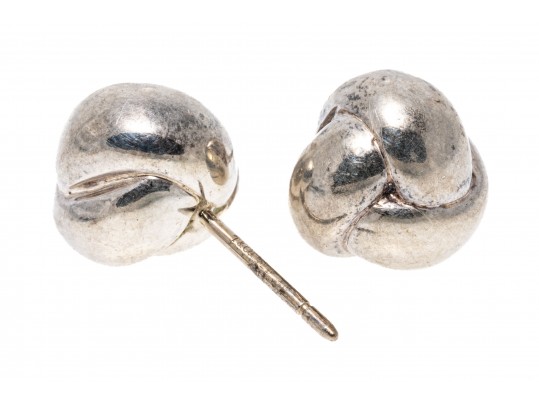 Tiffany And Co. Sterling Silver Classic Triple Knot Earrings