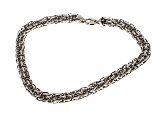Sterling Silver Chunky Round Tubular Link Necklace