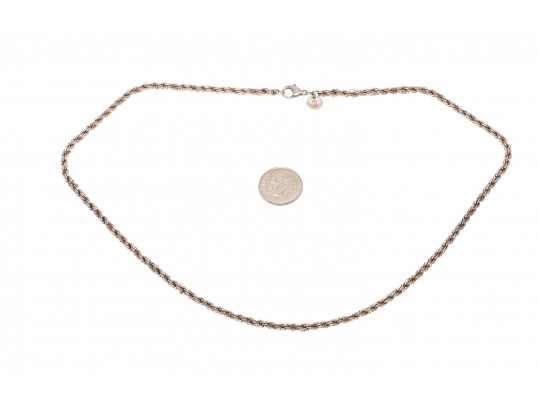 Sterling Silver And 14k Yellow Gold Classic Twisted Rope And Box Chain Necklace