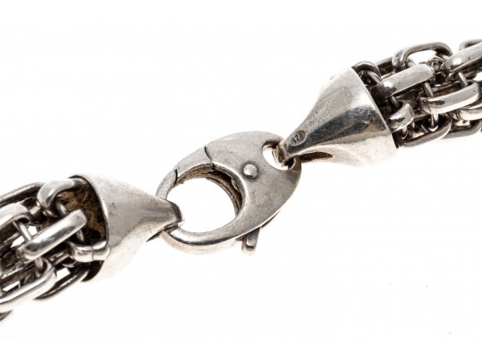 Sterling Silver Chunky Round Tubular Link Necklace