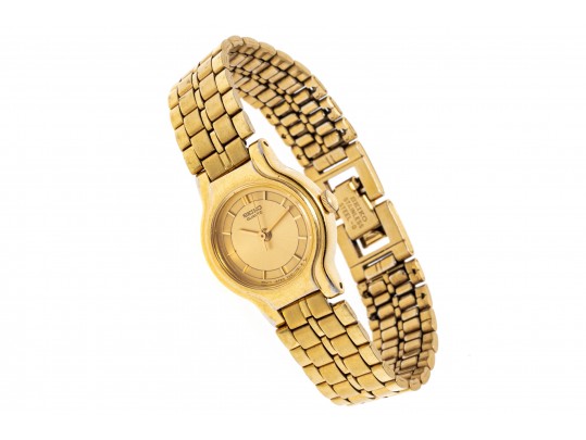 Seiko Ladies Gold Tone Quartz Watch, Champagne Dial, Gold Tone Link Bracelet