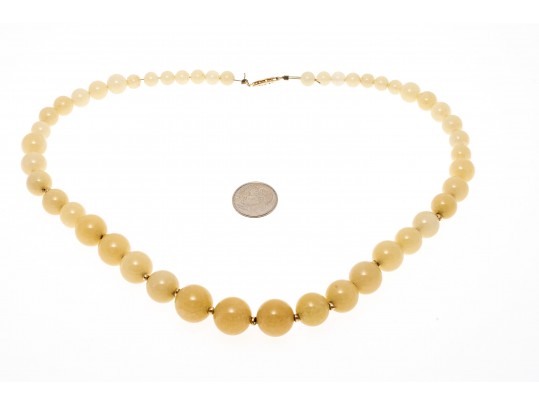 Pretty Graduated Strand Of Yellow Aventurine Quartz Beads, With A 14k Clasp