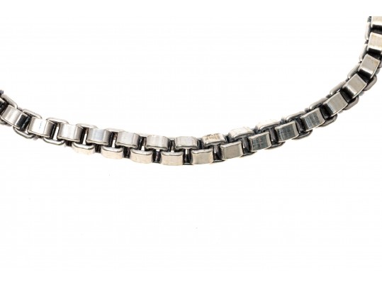 Tiffany And Co. Sterling Silver Contemporary Box Link Style Bracelet