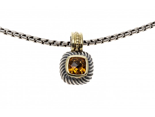 David Yurman Striking Sterling And 14k Citrine Pendant, On A Sterling 32