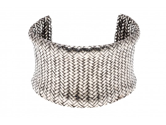Angela Cummings Fabulous Vintage Sterling Wide Woven Cuff Bracelet, 1985