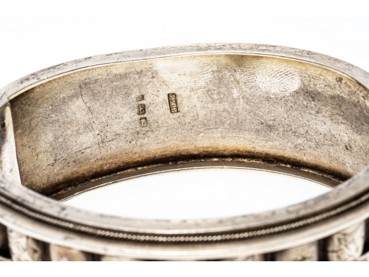 Antique Sterling English Wide Bangle Bracelet