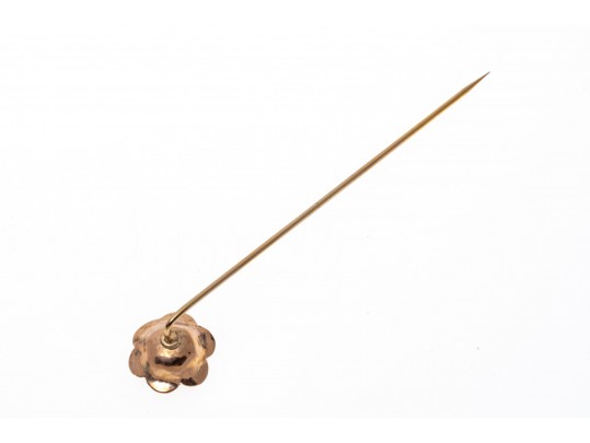 Chearful 14K Diamond And Floral Stick Pin