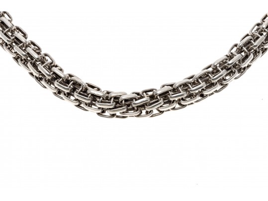 Sterling Silver Chunky Round Tubular Link Necklace