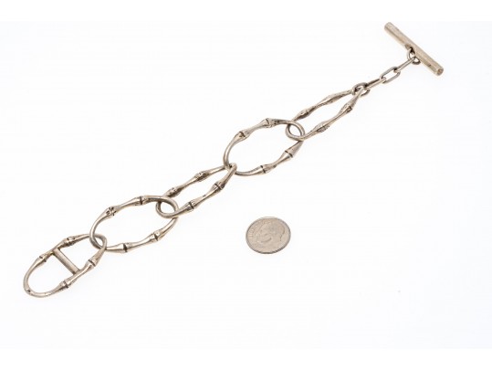 Sterling Bamboo Link Bracelet And Beadwork Pendant Earrings