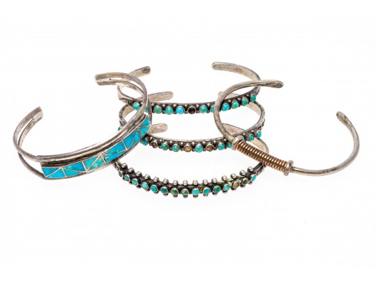 Lot Of Five Assorted Sterling Silver Bracelets, Southwestern Motifs