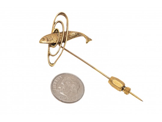 Handsome 18K Trout Fishing Stick Pin