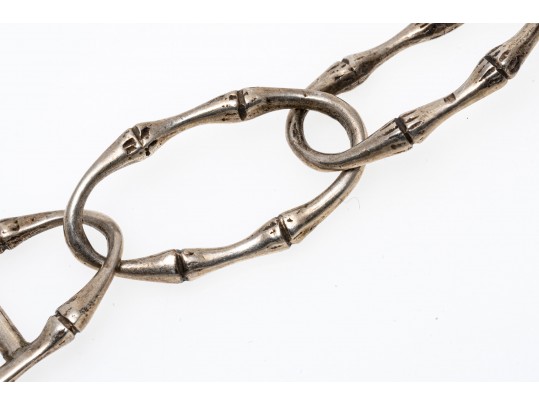 Sterling Bamboo Link Bracelet And Beadwork Pendant Earrings