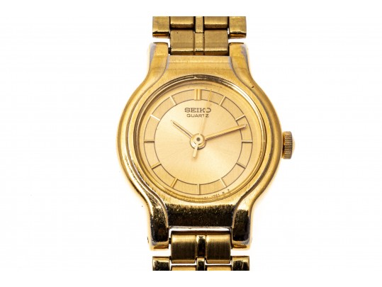 Seiko Ladies Gold Tone Quartz Watch, Champagne Dial, Gold Tone Link Bracelet