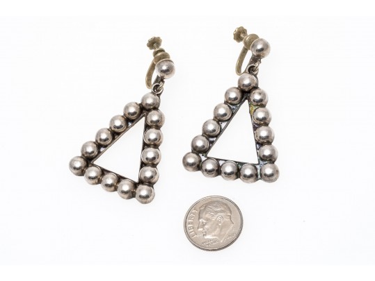 Sterling Bamboo Link Bracelet And Beadwork Pendant Earrings