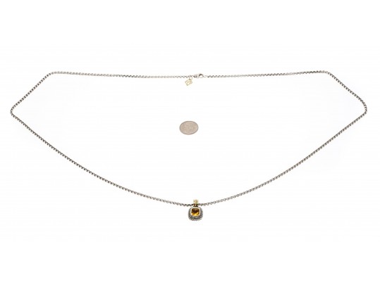 David Yurman Striking Sterling And 14k Citrine Pendant, On A Sterling 32