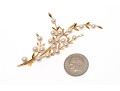 14k Yellow Gold Elegant Vintage Cultured Pearl Spray Branch Motif Brooch