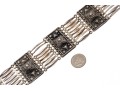 Fabulous Wide Link Mexican Silver Bracelet, With Hook Style Clasp
