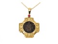14K Necklace With A Coin Set Pendant