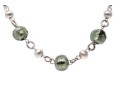 Sterling Silver Beautiful Glass Silver Green Bead Tin Cup Style Necklace