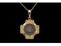 14K Necklace With A Coin Set Pendant