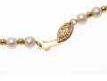 Matching White Cultured Freshwater Pearl And Gold Bead Necklace And Bracelet Set