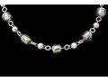 Sterling Silver Beautiful Glass Silver Green Bead Tin Cup Style Necklace
