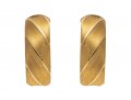 18k Yellow Gold Handsome Florentine Finished Ribbed Hoop Earrings