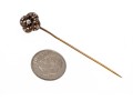 14K And Diamond Concentric Knot Stick Pin With Floral Enamel Design