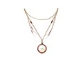 Stunning Burgundy Guilloche Enamel Pendant Watch And Chain, Sterling And Gold Filled