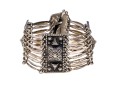 Fabulous Wide Link Mexican Silver Bracelet, With Hook Style Clasp
