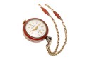 Stunning Burgundy Guilloche Enamel Pendant Watch And Chain, Sterling And Gold Filled