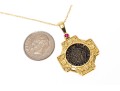 14K Necklace With A Coin Set Pendant