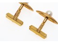 Mikimoto 14k Yellow Gold Cultured Pearl Cufflinks Set With Two Complementary Tie Bars